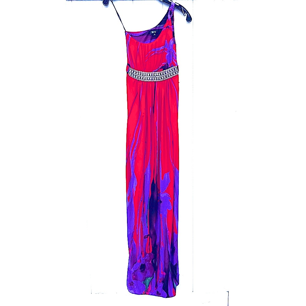 Sky One Shoulder Silk Evening Dress Gown